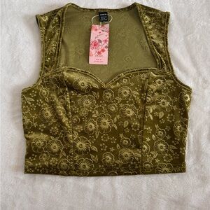 SHEIN Size Medium Sleeveless, Green Top with Sweetheart Neckline. NEW with tags!